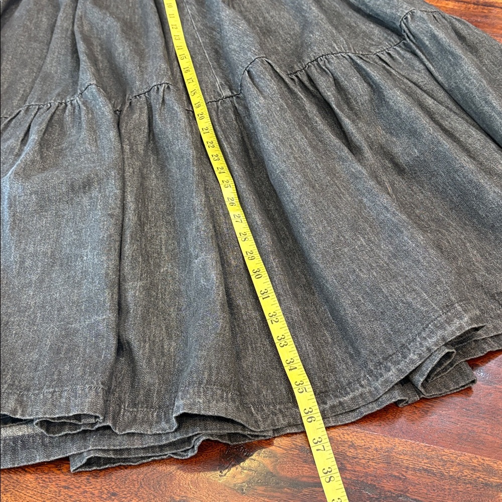 Vintage Ralph Lauren Blue Label 80s Black Denim Tiered Peasant Maxi Skirt sz 10 - Picture 15 of 16